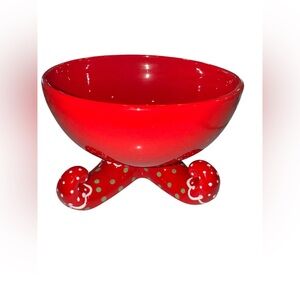 Grasslands Road Red Polka Dot Holiday Candy Bowl